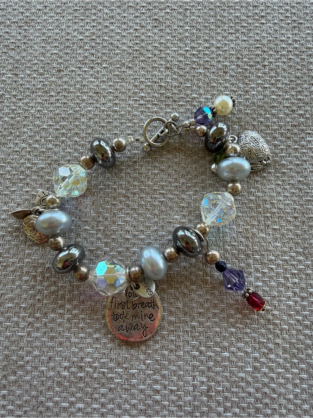 Silver-Tone Pearl & Crystal Charm Bracelet - Multicolor Grandma